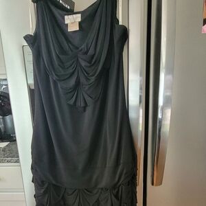 Nwt Karen Millen Black Tie Draped Elegant Dress